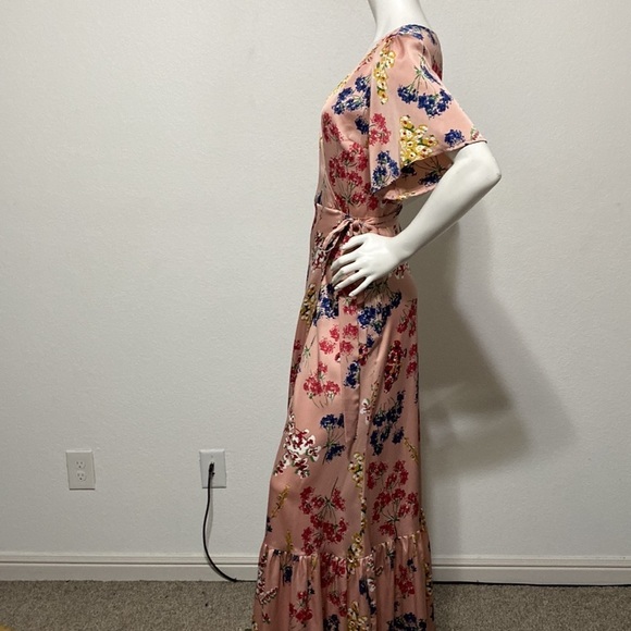 Lulus Mystic Mondays Cottagecore Floral Coquette Wrap Bohemian Maxi Dress Size S - Picture 5 of 10